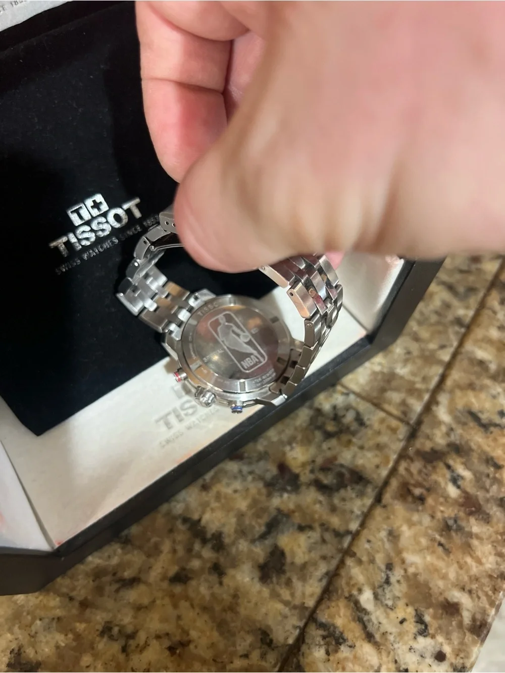 Tissot Silver Stainless Steel Chronograph Watch with White Dial